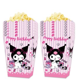 12 Pcs Hello Pink Cat Candy Box Popcorn Box Birthday Party Favor Pink Kity Snack Treat Boxes Candy Cookie Container Decorations Gifts for Kids Adults Birthday Party Favor Supplies (popcorn box b)