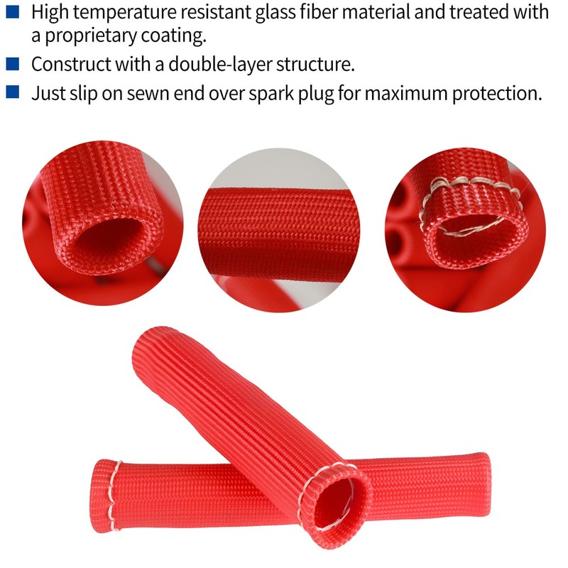 Titanium Spark Plug Wire Sheathing Thermal Protection Insulation Sleeve, 800