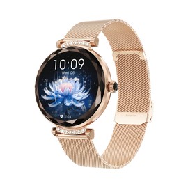 Thafikzi Smart Watches for Women with Blood Pressure/Answer Calls/Heart Rate/Step/Sleep/Multiple Sport Modes /IP68 Waterproof，1.19" Fitness Tracker Smartwatch for iOS Android (Gold with Diamonds)