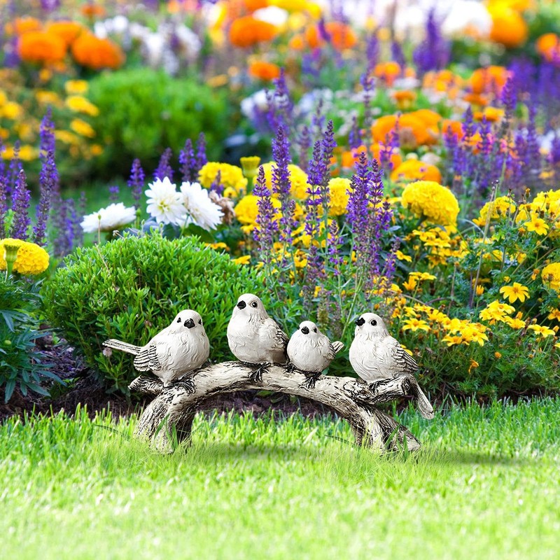 Bird Figurines - Animal Bird Ornaments,Standing on Branch Home Decoration