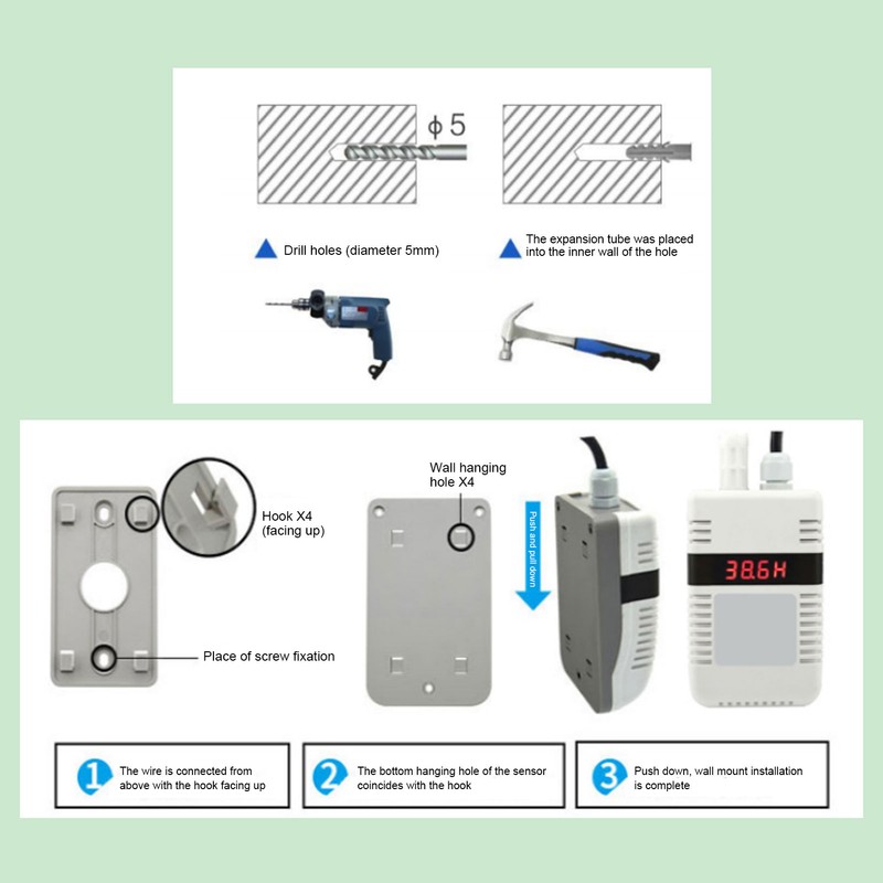 10‑30V Wall Mounted Multi Element Transmitter 485 Mode Temperature Humidity