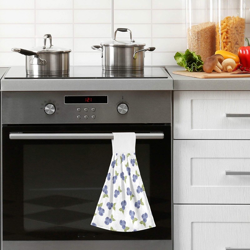 Blueangle Set of 2 Blueberry Hanging Tie Towels Kitchen Hand