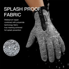 TEMEI Winter Gloves Waterproof Gloves Men Women, Touch Screen Windproof Thermal Warm Glove for Cold Weather Cycling Running Driving Hiking (Small, Grey)
