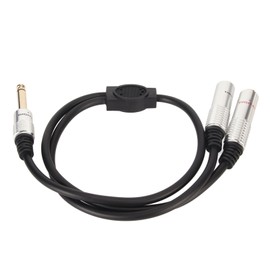 1/4 Inch Stereo Splitter Y Cable Aluminum Alloy Shell 6.35mm Mono Male Plug to Dual 6.35mm Female Jack Cable 19.7in