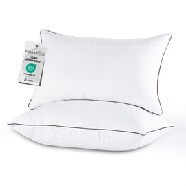 JOLLYVOGUE King Size Pillows Set of 2, Hotel Collection Bed Pillows for Side, Back, and Stomach Sleepers, Fluffy and Supportive, Down Alternative Microfiber Filled Pillows, 2 Pack