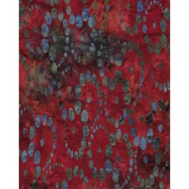 Robert Kaufman Kaufman Artisan Batik, Blue and Green Ovals on Rust and Green, by / yard