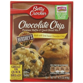 Betty Crocker Premium Muffin and Quick Bread Mix, Chocolate Chip,14.75 Oz Box (Pack of 6)