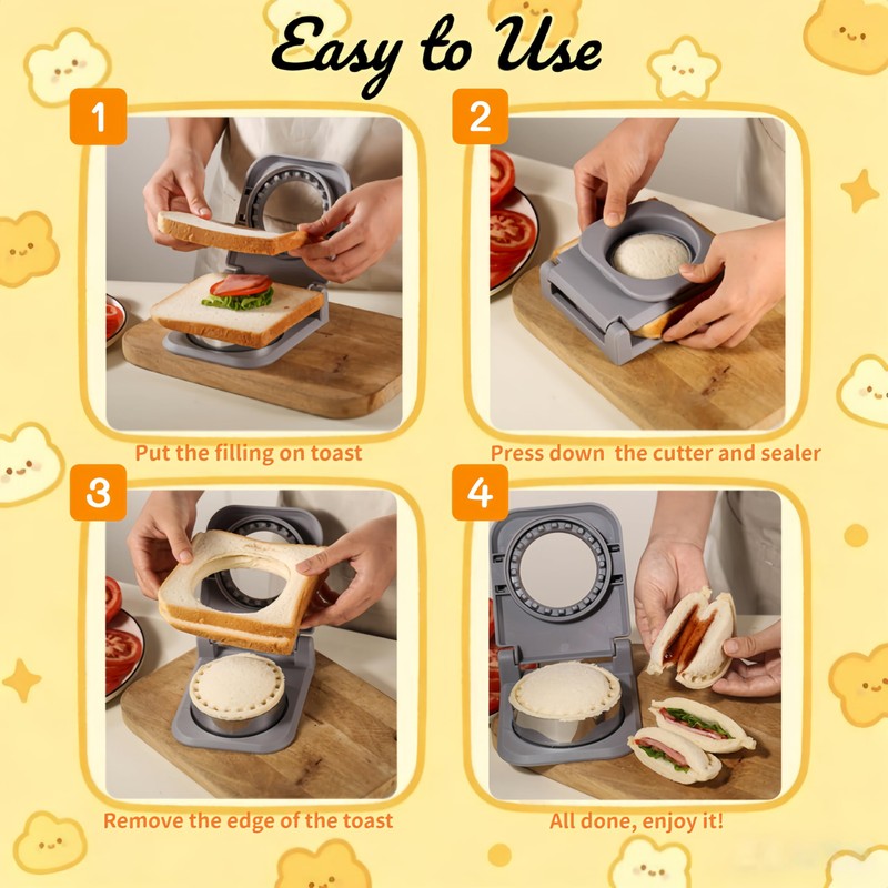 BANIC Upgraded Uncrustable Sandwich Cutter and Sealer,Circle Shape Large