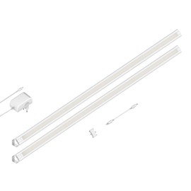 ledscom.de Siris LED Under-Unit Light Matt White with Connector, Corner Mounting, Flat, Each 90 cm, 963 lm Each, Warm White, Set of 2