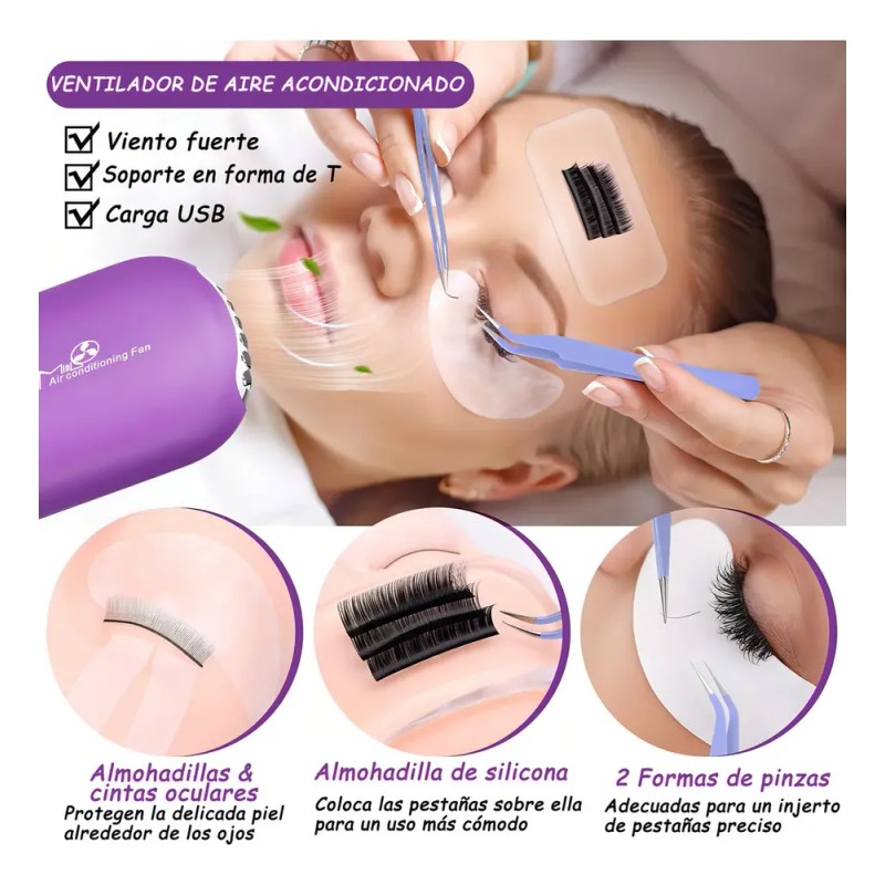 Kit de Extensiones de Pestañas con Herramientas, Curvatura D y