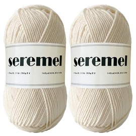 seremel 4Ply Acrylic Soft Yarn 2 Balls 1Pack,2 Pcs Crochet Yarn Total 100g (3.4oz) / 260m (280Yds), Crocheting/Knitting #4 Medium Yarns, Worsted Beautiful Color (Beige)