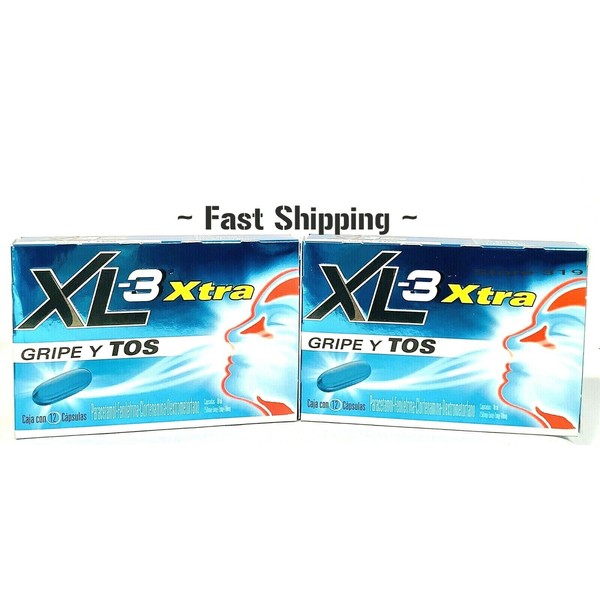 XL-3 Xtra Cold and Cough Medicine 12 Caps / XL 3 Xtra Gripa Y Tos 12 Capsulas 