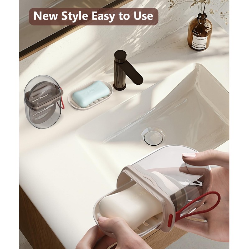Quatish Leakproof Travel Soap Case with Lid, Shatterproof Bar Soap
