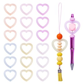 Craftdady 20 pcs Luminous Heart Bead Frame Acrylic Focal Frame Loop with 2 Holes for DIY Keychain Glow in The Dark Love Beadable Pen Frames for Jewelry Making Bracelet Car Craft Hanging