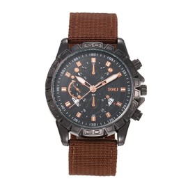 JewelryWe Mens Military Watch Black Green Nylon Strap Analog Quartz Calendar Luminous Wristwatch, for Fathers Day