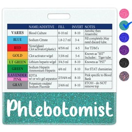 Plifal Phlebotomist Badge Buddy with Order of Blood Draw Reference Card - Phlebotomy Nurse Essentials Accessories for Hospital, Green Horizontal ID Name Tag with Flash Card Cheat Sheet