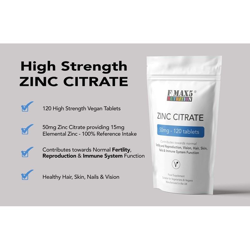 Zinc Citrate 50mg | 120/360 Tablets | One a Day
