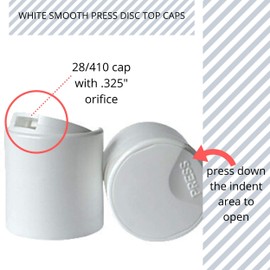 kelkaa Caps 28/410 White Press Caps with .325 Orifices, Dispensing Smooth Disc Top Closures, Replacement Caps for Squeeze Bottles, Neck Diameter 28mm, Thread Type 410 (Pack of 12)