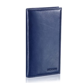 HISCOW Minimalist Checkbook Cover - Italian Leather (Antiqued Blue)