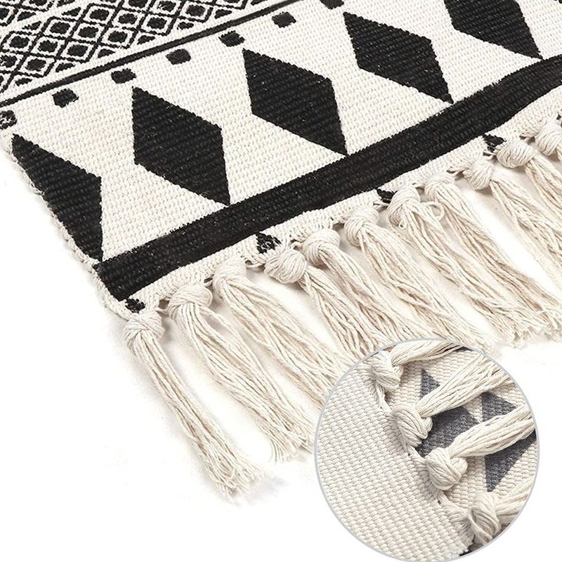 INKAROBOX Cotton Rugs with Tassel Woven Cotton Throw Rug Runner