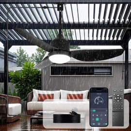 Depuley 42-Inch Ceiling Fans with Lights: Outdoor Black Waterproof Ceiling Fan for Patios - Plug in Gazebo Fans with Remote Control - Low Profile Outdoor Fan 3 CCT DC Motor for Pergola Porch