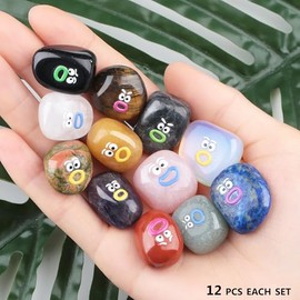 XIANNVXI Novelty Funny Emotion Healing Crystals Tumbled Rock 12Pcs,Party Bag Fillers Favours Small Cool Weird Quirky Gift Stuff Gadget Birthday Present Women Men Stocking Filler Funny Desk Accessories