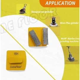 Redi-Lock Concrete Floor Preparation Disc, Diamond Metal Grinding Shoes, Double Bar Segs Compatible for Husqvarna Grinder, 16 Grit Hard Bond, 3PCS