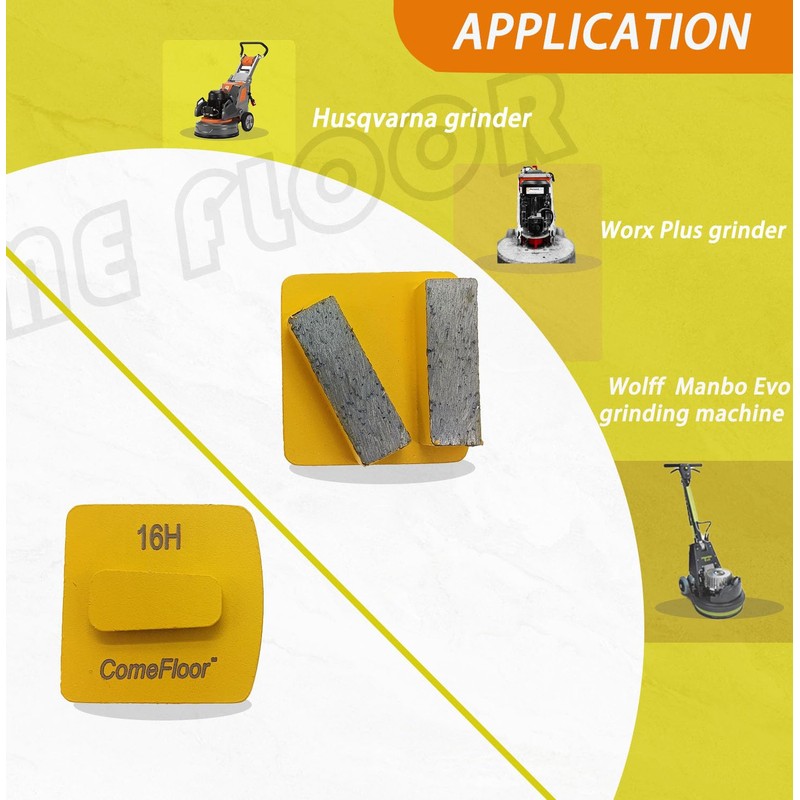 Redi-Lock Concrete Floor Preparation Disc, Diamond Metal Grinding Shoes, Double