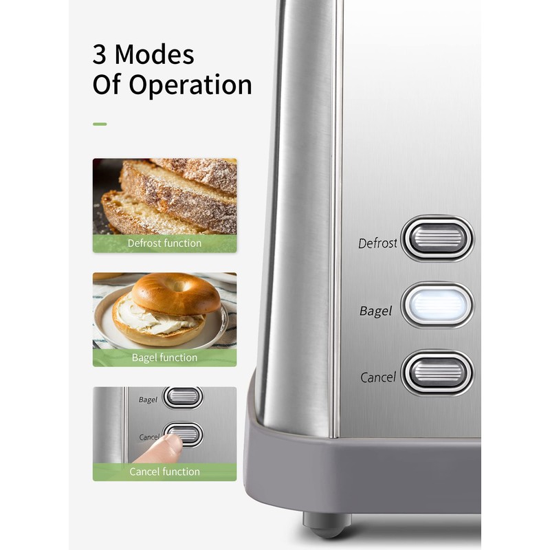 Yabano Retro Bagel Toaster - 2 Slice, 2 Extra Wide