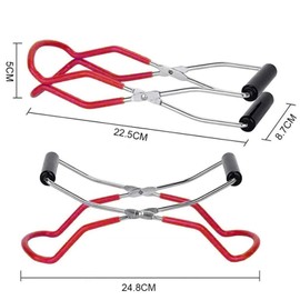 Cosswe Preserving Jar Lifter, Glass Lifter Tongs for Hot Preserving Jars, Stainless Steel, Silver, Red, Black, 22.5 cm, Modern