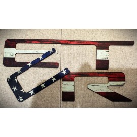 AUTOCARIMAGE RAISED TAILGATE LETTERS for SILVERADO 2019 - 2025 matte finish VINTAGE FLAG
