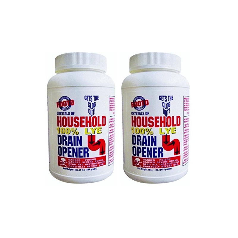 Rooto 1030 Drain Cleaner With Lye, 1 lb, 2 Piece