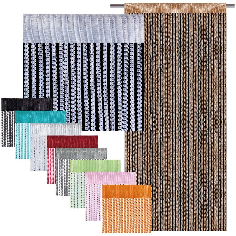 String curtain with pull-through bars, lurex-look curtain, elegant and stylish