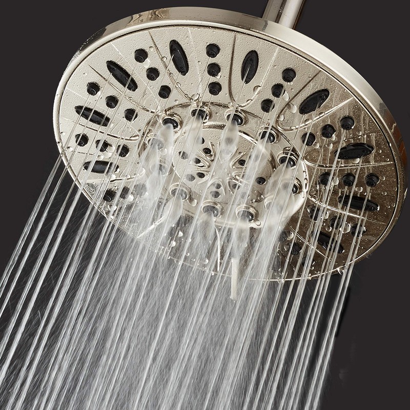 AquaDance BRUSHED NICKEL High Pressure 6-Setting 7" Rain Shower Head