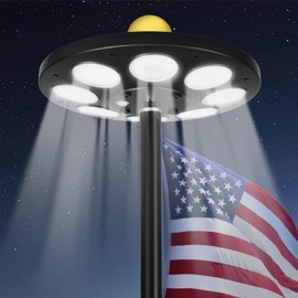 POLEFLY Flag Pole Light Solar Powered,136 LED Ultra Bright for 15-25 Ft, Waterproof Solar Flag Pole Light 12+ Hours from Dusk to Dawn Auto On/Off, 100% Coverage for Flag (Black)