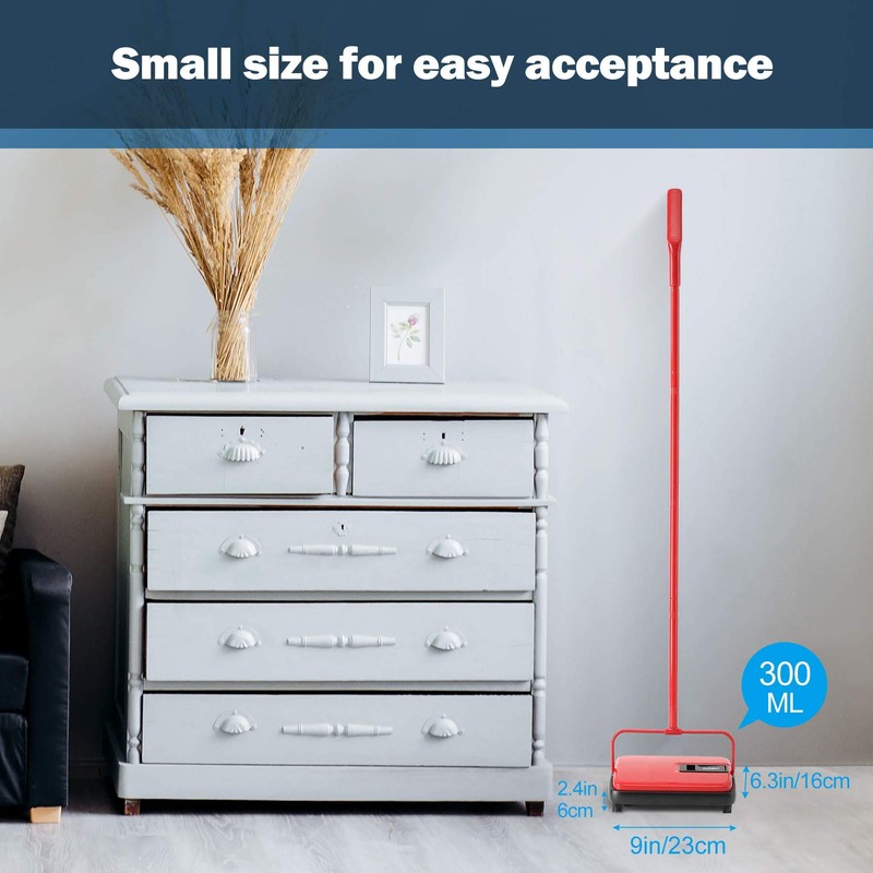 Eyliden Carpet Sweeper, Mini Size Lightweight Hand Push - No