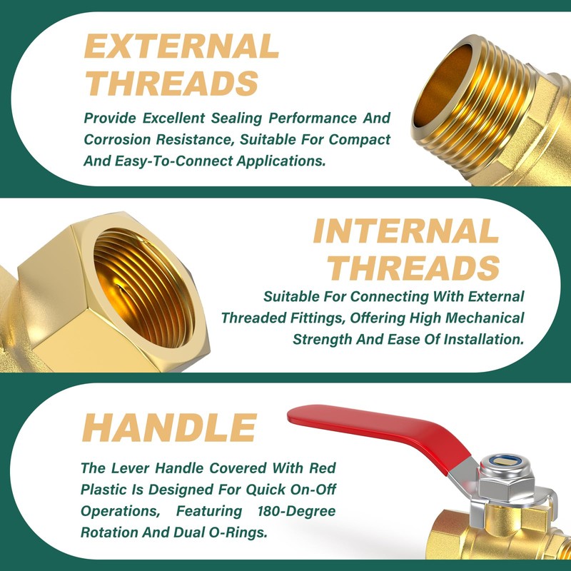GORAGUCHI 2PCS Heavy Duty Brass Mini Ball Valve, 1/2" NPT