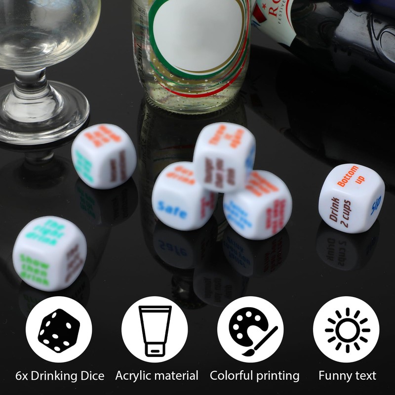 Ieron 6 Pcs Dice Bar Toy Rule Creation Party Fun