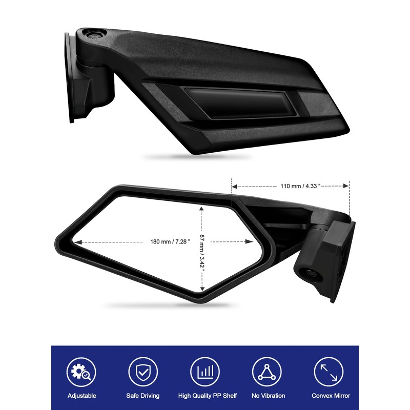 X3 Side Mirrors, Adjustable Folding Maverick X3 Side Mirrors Compatible
