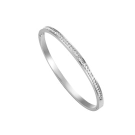 JotCa Gold Bangle Bracelets for Women 18K Gold Plated Cubic Zirconia Bangle Bracelets Stainless Steel Eternity Diamond Oval Bracelet Jewelry