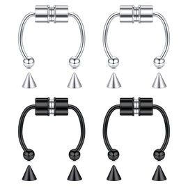 D.Bella Magnetic Fake Septum Nose Ring Hoop Stainless Steel Non-Pierced Faux Lip Ear Nose Body Jewelry for Women Men