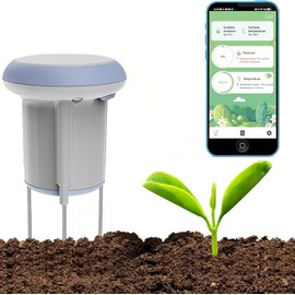 Solar Powered Wireless Zigbee Soil Moisture and Temperature Sensor for Plants, Garden, Lawn. Remotely View Status and Set Alarms via its smaryphone Mobile App (Requires Tuya hub)