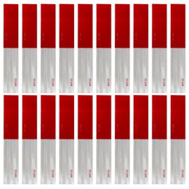 Dodgelav DOT-C2 Reflective Tape 2" × 12" × 20 Pack Outdoor Conspicuity Red White Safety Stickers Warning Strong Adhesive decals for Trailers, Truck, Vehicles, Signs