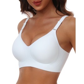 HORISUN Comfortable Bras for Women Supportive Wireless Bra Full Coverage(White S)