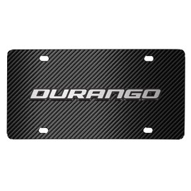 iPick Image for Dodge Durango 3D Logo on Black Carbon Fiber Patten Stainless Steel License Plate for Decorative