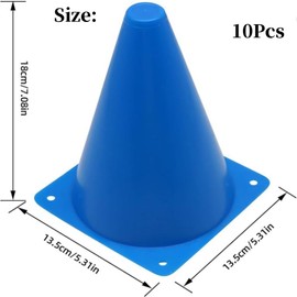 Jindizi Soccer Cones, 10 Pack Multipurpose Training Cones, Training Field Marker Plastic Cones, Football Training Cones, Soft and Durable Traffic Cone, Football Practice Drills