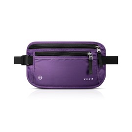 VULKIT Money Belt for Travel, Hidden Passport Holder, Anti-Theft Travel Wallet Under Clothes, RFID Blocking Waist Pouch, Undercover Fanny Pack, Violet Purple
