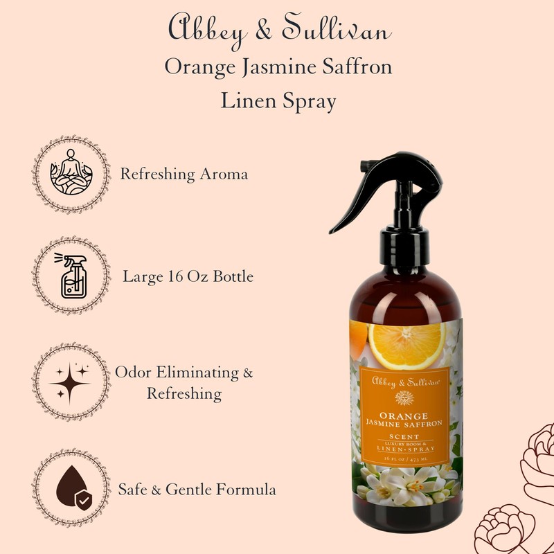 Abbey & Sullivan Linen Spray, Orange Jasmine Saffron, 16 oz.