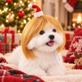 Pet Wig for Cats & Dogs – DIY-Trimmable Curly or Straight Hair Costume Accessory for Halloween, Photos & Parties