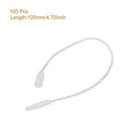 MECCANIXITY Polyester Rope Hang Tag String Snap Lock Pins Loop Price Tag Fastener,Plastic Tags Ties 120mm/4.72 Inch Length,1mm/0.04 Inch Dia,Pack of 100,White